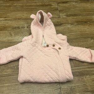 Baby snowsuit- lined with hood, built in hand warmers and feet coverings